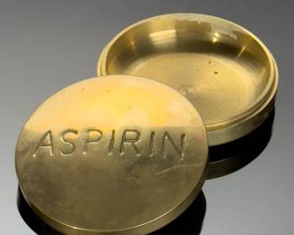 Vintage Brass Aspirin Round Pill Box