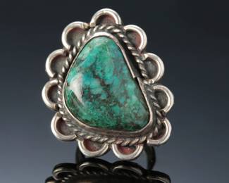 Navajo Silver & Chrysocolla Ring SZ: 6.5 Native American Jewelry