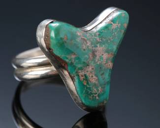 Native American Silver & Turquoise Ring SZ: 8.5