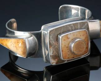 Darla Nordstrom Custom Modernist Cuff Bracelet Druzy Quartz Jasper