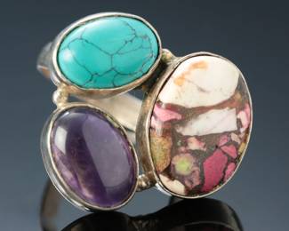 Sterling Silver Multistone Ring SZ: 9-11