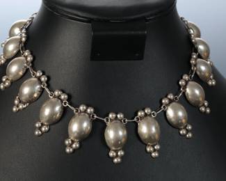 Vintage Mexican Puffy Silver Choker Necklace