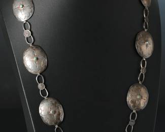 Vintage Native American Concho Belt Silver & Turquoise