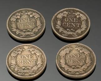 Lot of 4 1857 Liberty Flying Eagle Cent Coins