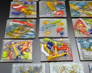 Lot of 24 4x4” Studio Art Fused Glass Tiles/Panels