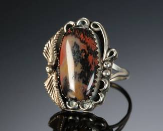 Navajo Petrified Wood & Silver Ring Native American Jewelry