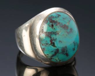Sterling SIlver & Turquoise Modernist Ring SZ: 9.25