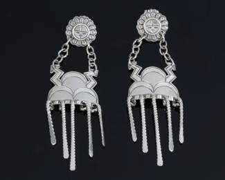 Sterling Silver Native American Earrings Kachina Thunderclouds