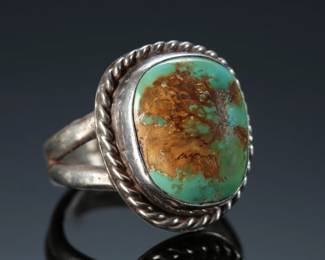 Navajo Silver & Turquoise Traditional Ring Native American Jewelry