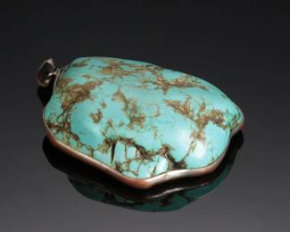 Huge Turquoise Nugget Pendant Native American Jewelry