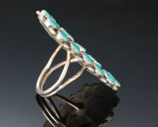 Vintage Zuni/Navajo Turquoise Jet Oversize Ring SZ: 8.25 Native American Jewelry