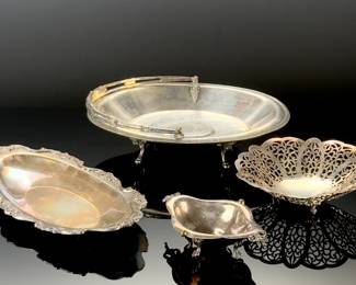 Lot of 4 Antique Silver Plated Serving pieces