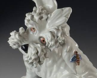 Italian Porcelain Spaghetti Dog Sculpture