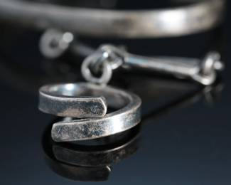 Vintage Mexican Sterling Silver Cuff Bracelet & Ring