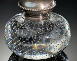 Antique Goodnow & Jenks Sterling Silver Pairpoint Bubble Ball Inkwell Controlled Bubble Ink Well