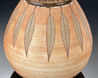 Signed Studio Pottery Feather Vase
