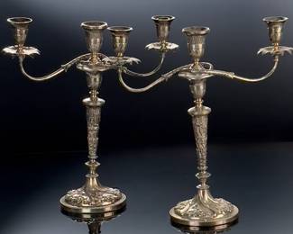 Antique English Sterling Silver Candelabra Set Candle holders