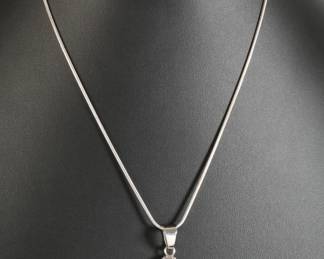 Navajo Sterling Silver & Spiny Oyster Necklace Native American Jewelry