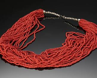 Native American Multi-Strand Red Coral Necklace