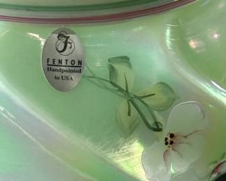 Fenton Wave Crest Pearlized Iridescent Sea Covered Box Hand Painted