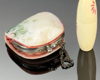 Antique Oyster Shell Coin Purse & Sewing Kit