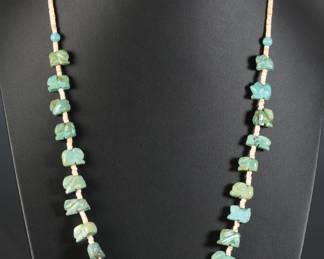 Native American Rabbit Fetish & Heishi Bead Necklace