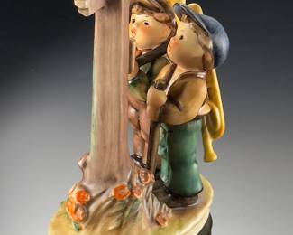 Goebel Hummel #331 Crossroads Halt Sign Down Porcelain Figurine