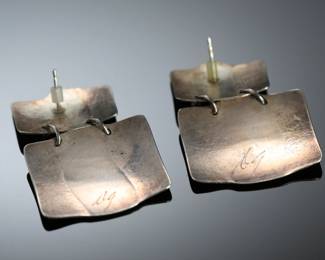 Signed Mexican Silver Drop Earrings