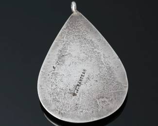 Zuni Wayne and Josie Panteah Silver & Turquoise Teardrop Pendant Native American Jewelry