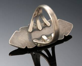 Navajo Sterling SIlver & Jasper Ring SZ: 8.5 Native AMerican Jewelry