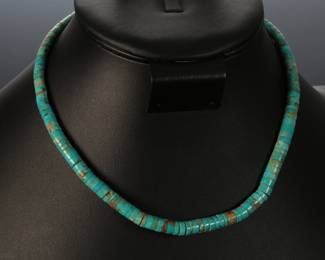 Santo Domingo Turquoise Heishi Bead Necklace Native American Jewelry
