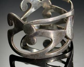 Vintage Modernist Sterling Silver Cuff Bracelet