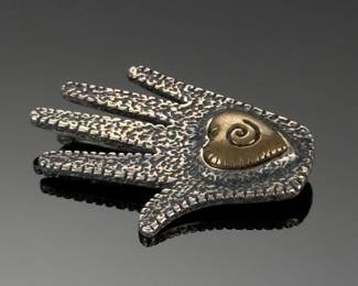 Robert Shields Design Heart in Hand Brooch Pin