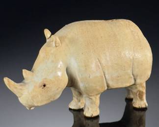 Studio Art Pottery Rhinoceros Coin Bank