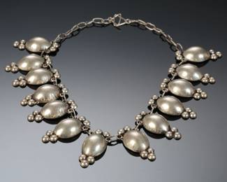 Vintage Mexican Puffy Silver Choker Necklace