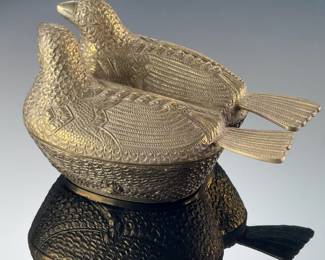 Vintage Brass Love birds Trinket Container Mottahedeh Design
