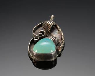 Vintage Navajo Silver & Turquoise Pendant Native American Jewelry