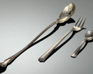 Lot of 3 Antique Sterling Silver Serving Spoons/Forks