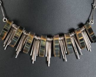 Heavy Brutalist Silver & Tiger’s Eye Necklace