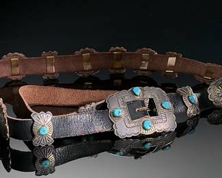 Michael R. Rogers Paiute Tribe Sterling Silver & Turquoise Concho Belt Native American