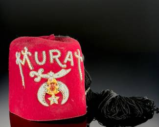 Jeweled El Bekal Fez Cap Shriner Masonic Freemason Wool Club Lodge Hat MURAT Shrine Temple