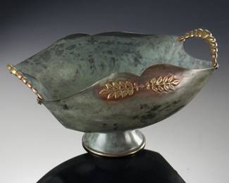 MARSAR Artey Cobre Copper Oblong Pedestal Dish