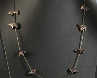Vintage Navajo Liquid Silver Fetish Naja Necklace with turquoise Native American Jewelry