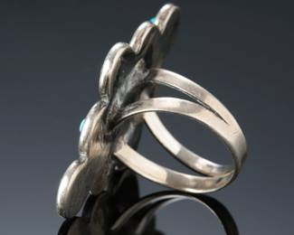 Navajo Silver & Snake Eye Turquoise Ring SZ: 6.25 Native American Jewelry