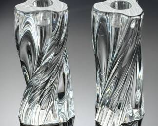 2pc Baccarat Crystal Odilon Candle Holders Pair Candlesticks