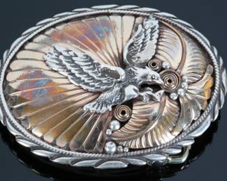 Navajo Eddie McCarthy Sterling Silver Eagle Belt Buckle Native American