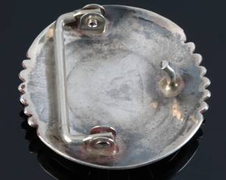Navajo Silver * Red Coral Cluster Belt Buckle Native American
