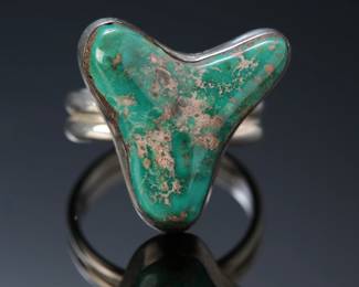 Native American Silver & Turquoise Ring SZ: 8.5