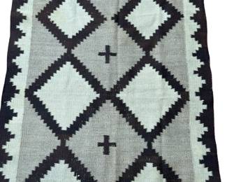 Antique Navajo Two Grey Hills Rug Early Native American Weaving