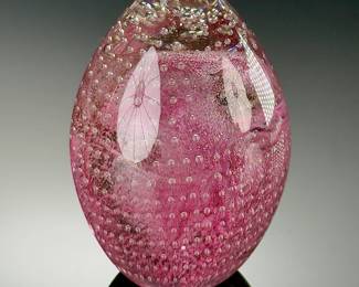 Controlled Bubble Egg Paperweight Studio Art Glass Murano